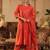 Orange embroidered silk blend kurta trouser dupatta set