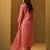Orange embroidered silk blend kurta trouser dupatta set