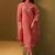 Orange embroidered silk blend kurta trouser dupatta set