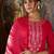 Pink embroidered viscose rayon kurta trouser dupatta set