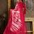 Pink embroidered viscose rayon kurta trouser dupatta set