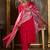 Pink embroidered viscose rayon kurta trouser dupatta set