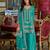 Teal embroidered chinon kurta trouser dupatta set