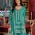 Teal embroidered chinon kurta trouser dupatta set