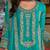 Teal embroidered chinon kurta trouser dupatta set