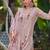 Pink embroidered silk blend kurta trouser dupatta set
