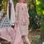 Pink embroidered silk blend kurta trouser dupatta set