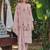 Pink embroidered silk blend kurta trouser dupatta set