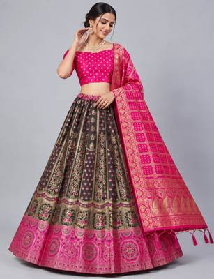 pink silk blend woven designer lehenga-choli upto 42 1