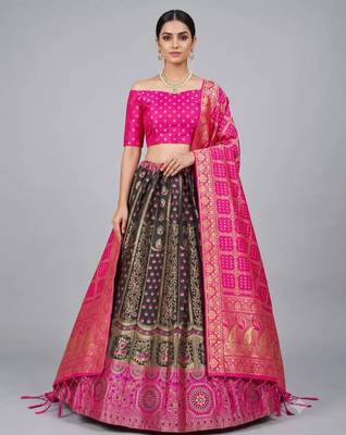 pink silk blend woven designer lehenga-choli upto 42 2