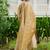 Mustard woven design silk blend kurta trouser dupatta set