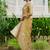 Mustard woven design silk blend kurta trouser dupatta set