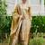 Mustard woven design silk blend kurta trouser dupatta set