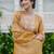 Yellow embroidered liva kurta trouser dupatta set