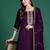 Purple embroidered silk blend kurta trouser dupatta set