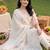 White embroidered pure cotton kurta trouser dupatta set