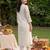 White embroidered pure cotton kurta trouser dupatta set