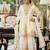 White embroidered chinon kurta trouser dupatta set