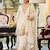 White embroidered chinon kurta trouser dupatta set