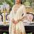 White embroidered chinon kurta trouser dupatta set