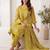 Mustard printed pure cotton kurta trouser dupatta set