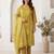 Mustard printed pure cotton kurta trouser dupatta set