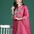 Pink solid silk blend kurta trouser dupatta set