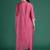 Pink solid silk blend kurta trouser dupatta set