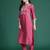 Pink solid silk blend kurta trouser dupatta set