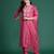 Pink solid silk blend kurta trouser dupatta set