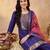 Purple woven design silk blend kurta trouser dupatta set