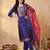 Purple woven design silk blend kurta trouser dupatta set