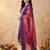 Purple woven design silk blend kurta trouser dupatta set