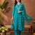 Green embroidered silk blend kurta trouser dupatta set