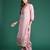 Pink embroidered organza kurta trouser dupatta set