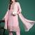 Pink embroidered organza kurta trouser dupatta set