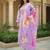 Purple embroidered cotton blend kurta trouser dupatta set