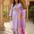 Purple embroidered cotton blend kurta trouser dupatta set