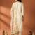 Off white embroidered silk blend kurta trouser dupatta set