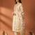 Off white embroidered silk blend kurta trouser dupatta set