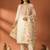 Off white embroidered silk blend kurta trouser dupatta set