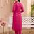 Pink embroidered silk blend kurta trouser dupatta set