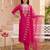 Pink embroidered silk blend kurta trouser dupatta set