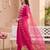 Pink embroidered silk blend kurta trouser dupatta set