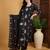 Black embroidered silk blend kurta trouser dupatta set