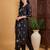 Black embroidered silk blend kurta trouser dupatta set