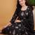 Black embroidered silk blend kurta trouser dupatta set
