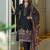 Black embroidered silk blend kurta trouser dupatta set