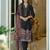 Black embroidered silk blend kurta trouser dupatta set