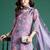 Lavender printed silk blend kurta trouser dupatta set